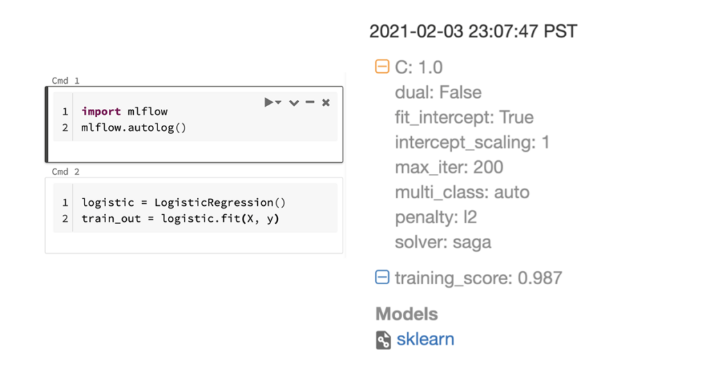 MLflow autologging自動跟蹤機器學習培訓,記錄有價值的參數、指標,和工件。